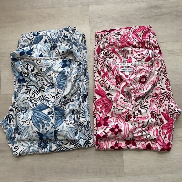 White Mark Womens Short Sleeve With Capris Pajama Set Lot of 2 Pink and Blue 2X - Picture 1 of 16